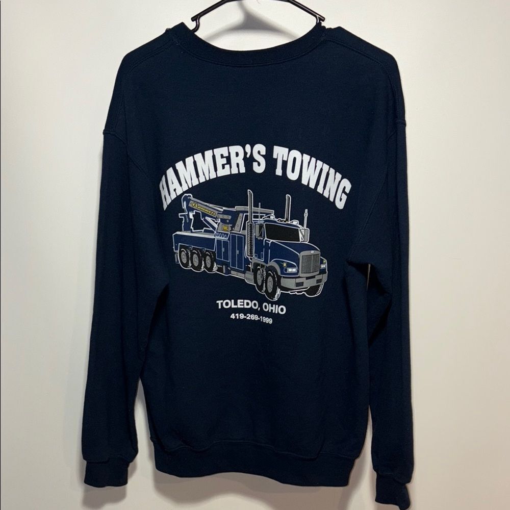 Gildan Blue Crewneck Sweater Classic Cotton Blend - Picture 7 of 9